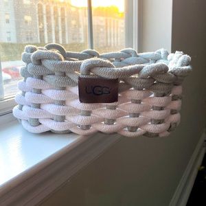 Sage green and white UGG basket